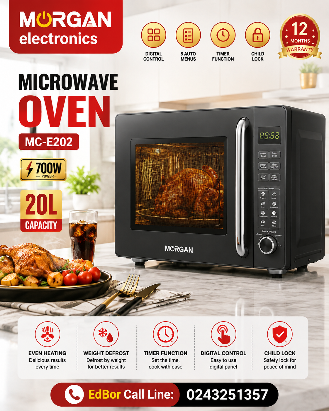20L Digital Microwave Oven