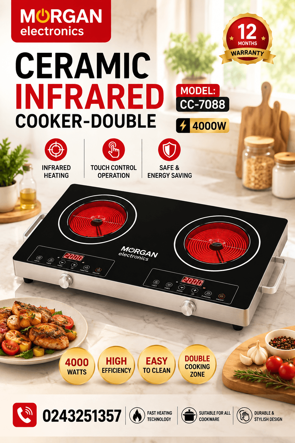 Ceramic Infrared Cooker-Double