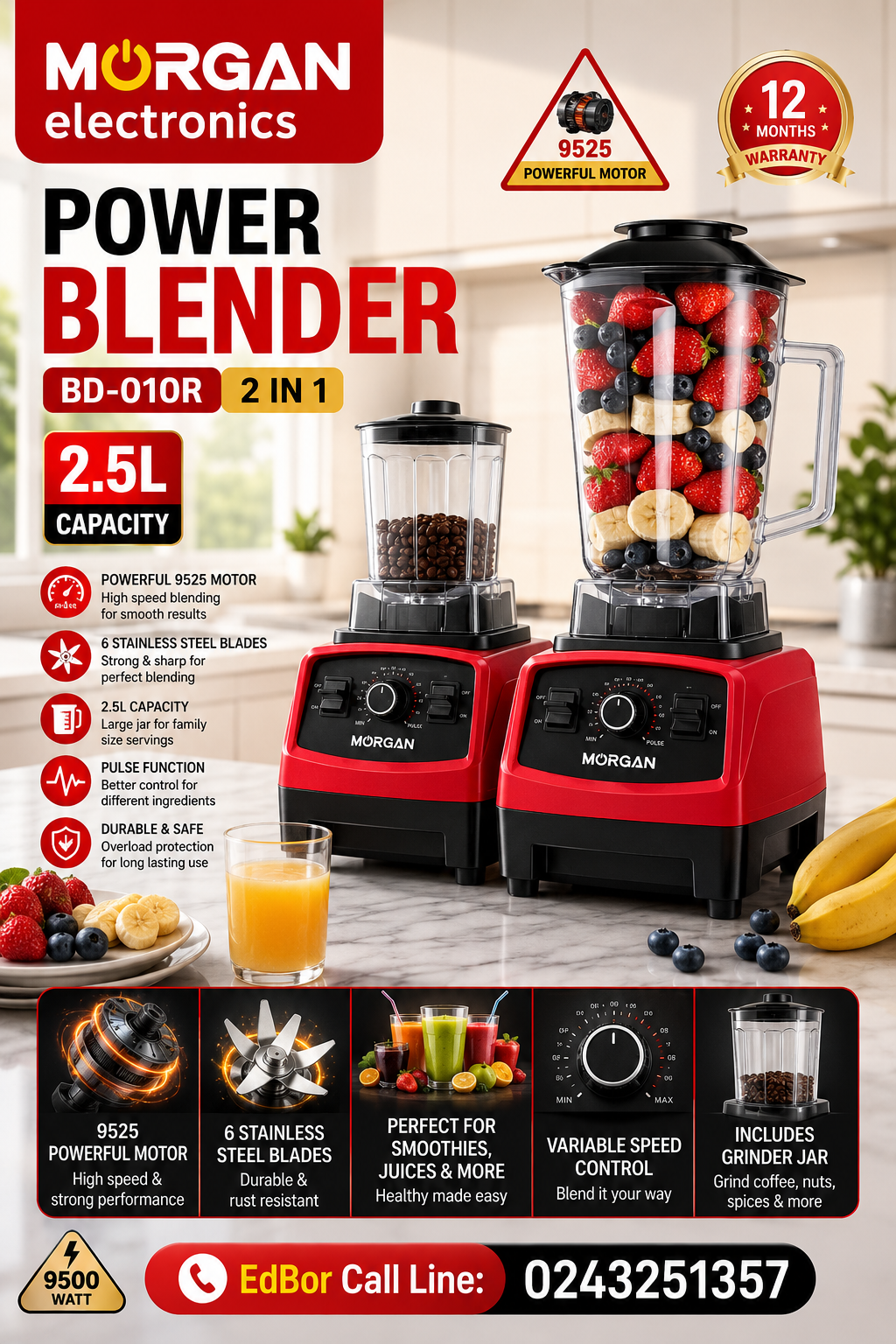2.5L 2-in-1 Power Blender